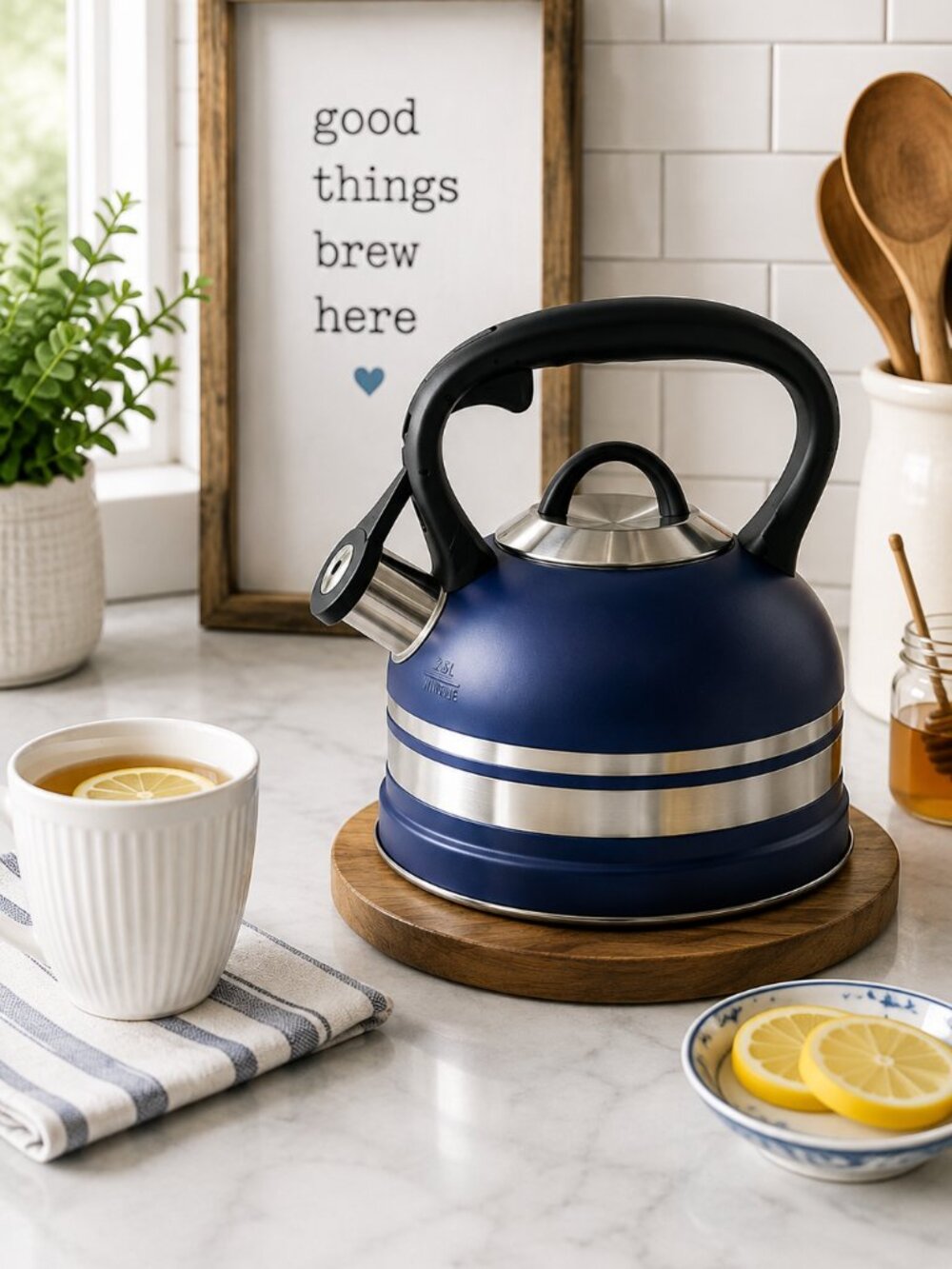 Kanmart 2.5L Stainless Steel Whistling Tea Kettle Stovetop 11 Cup NIB